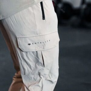 Mens mentality cream joggers utility cargo style NWT